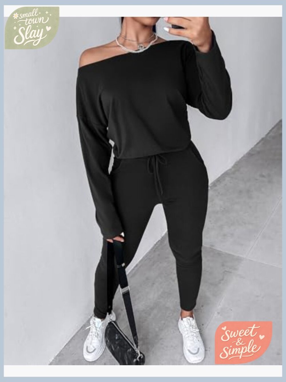 Women's 2-Piece Tracksuit Set Long Sleeve Top & Jogger Pants Loungewear - Picture 3 of 7